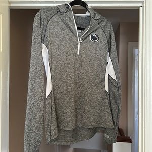 Penn State gray and white hooded half zip